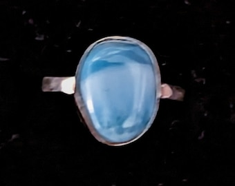 GORGEOUS Top Grade Dominican Larimar/Sterling Silver Handmade Ring U.S. Size 6