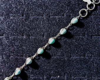 Incredible Genuine Robins Egg Blue Dominican Larimar/Sterling Silver Bracelet Adjustable 7" to 8"