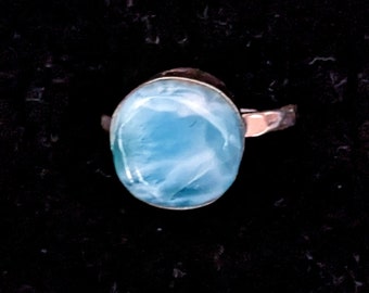 GORGEOUS Top Grade Dominican Larimar/Sterling Silver Handmade Ring U.S. Size 5.5