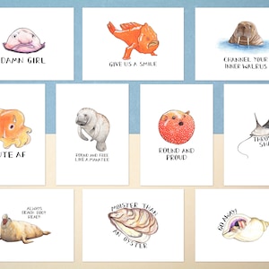 Silly Sea Creatures A6 Postcards