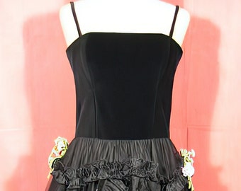 1950s Prom Dress Gown Pink and Black