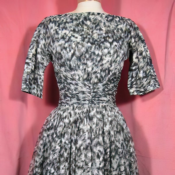 1950s Gigi Young Cocktail Dress Leopard Print VLV MAD MEN