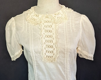 30s Lace Cotton Batiste Blouse