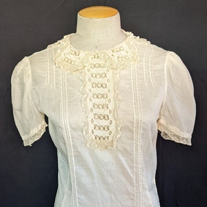 30s Lace Cotton Batiste Blouse