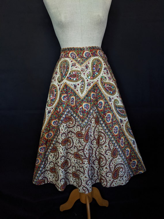 50s Quilted Paisley Skirt / VLV - image 1