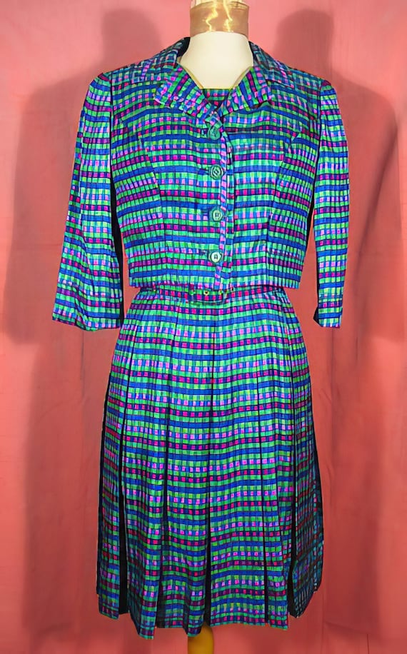 1950s Dress and Jacket Silk Print