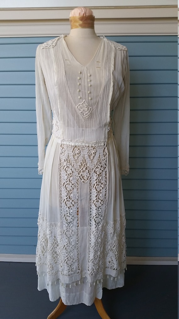 Vintage Edwardian Lace and Voile Wedding Dress