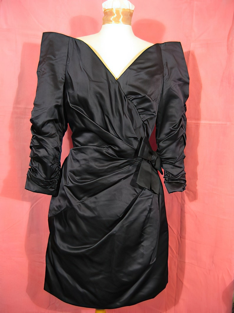 Vintage 80s Scaasi Silk Cocktail Dress image 1