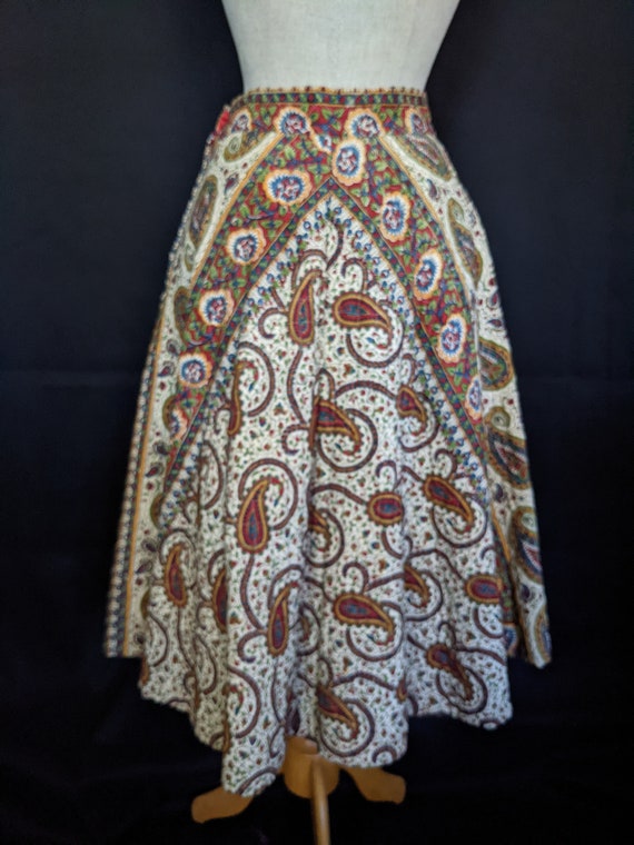 50s Quilted Paisley Skirt / VLV - image 5