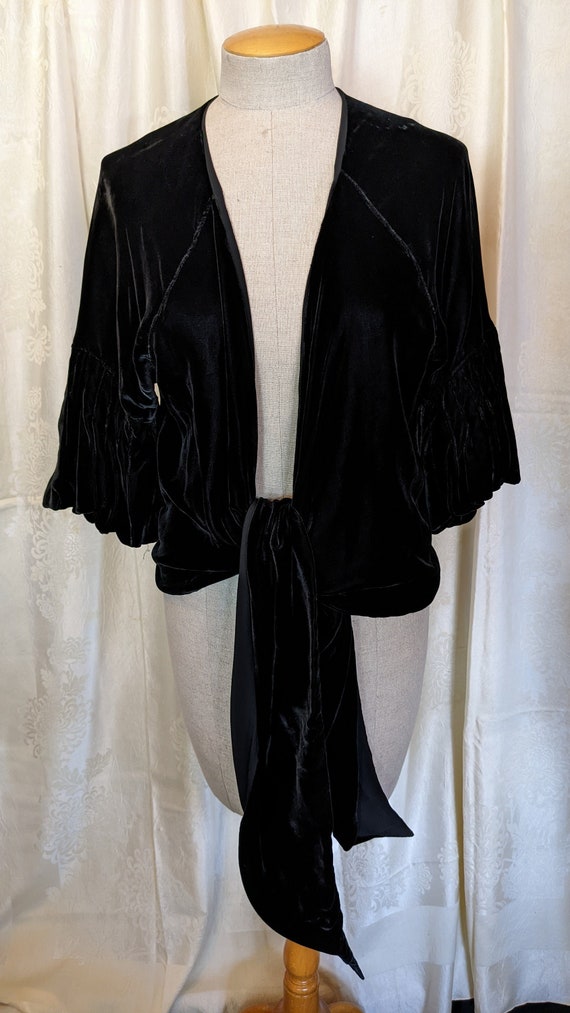 30s Black Velvet Evening Jacket I. Magnin