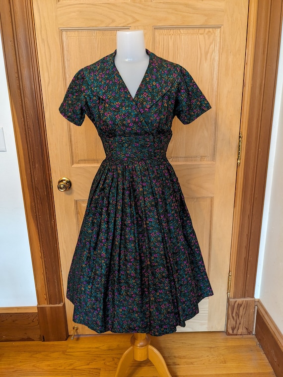 1950s Cotton Print Day Dress VLV Rockabilly - image 1