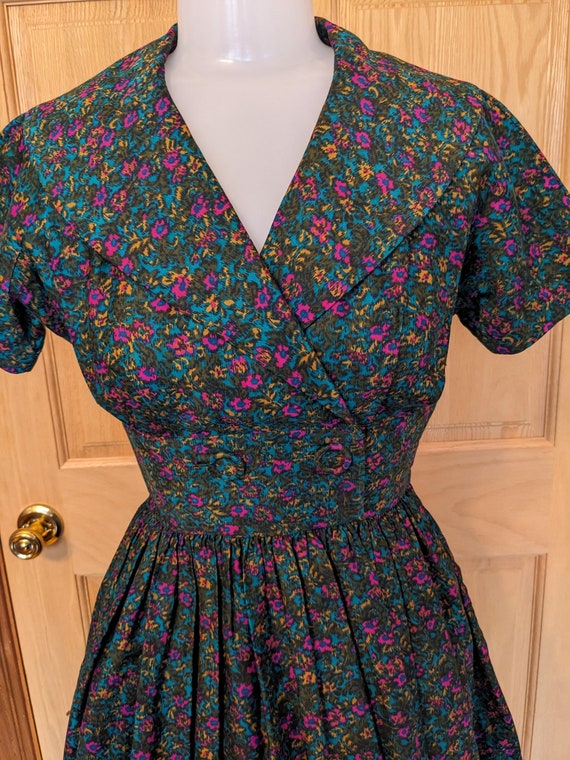 1950s Cotton Print Day Dress VLV Rockabilly - image 4