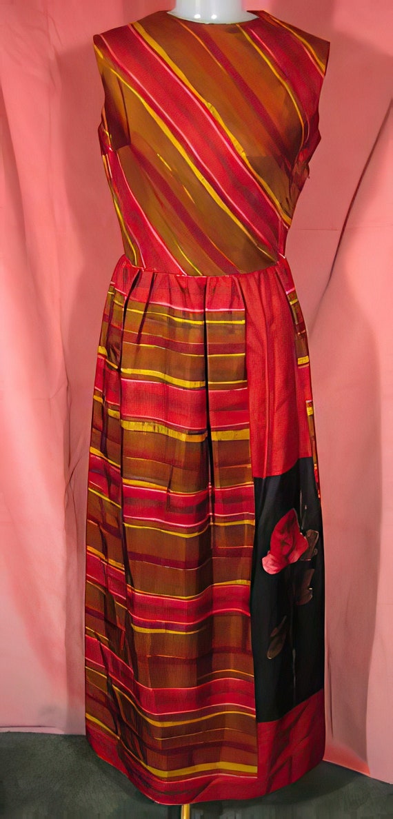 Vintage 1960s Rose Print Dress