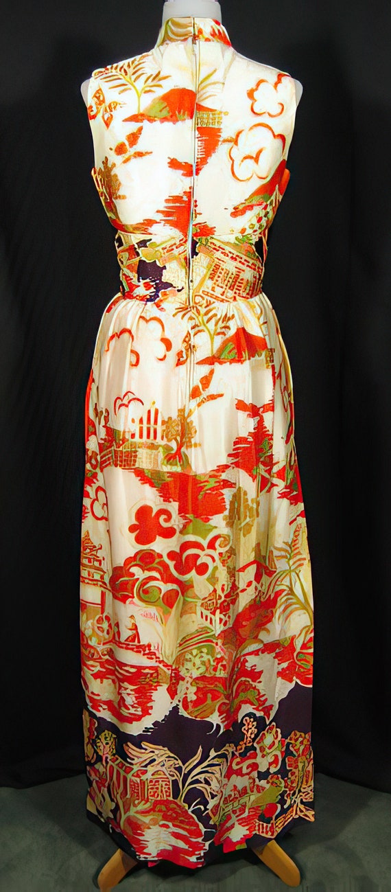 60s Dress with Chinese Asian Oriental Print - image 4