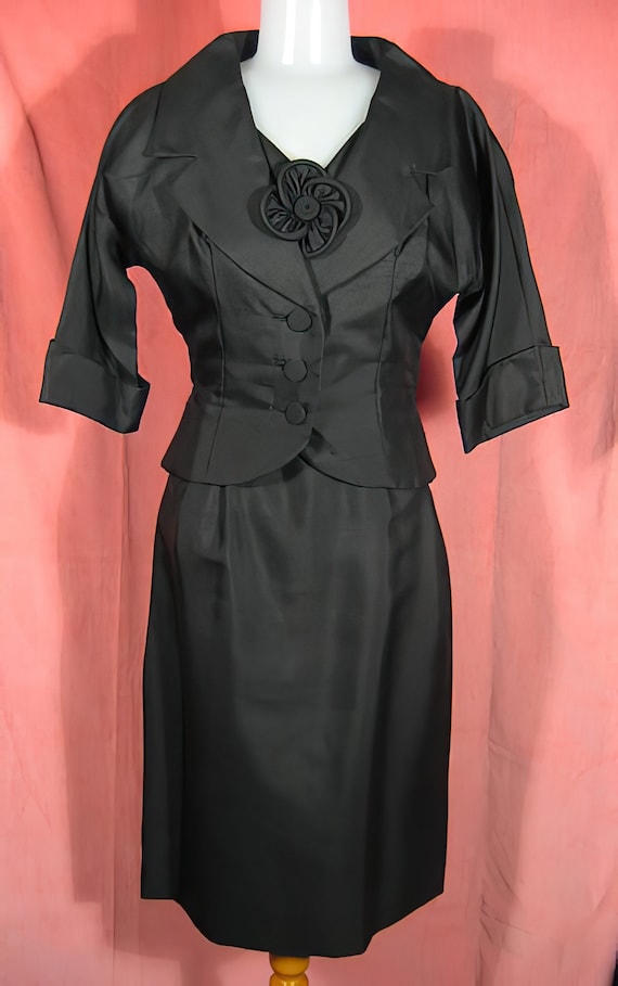 1950s Murray Schneider Silk Shantung Suit Dress