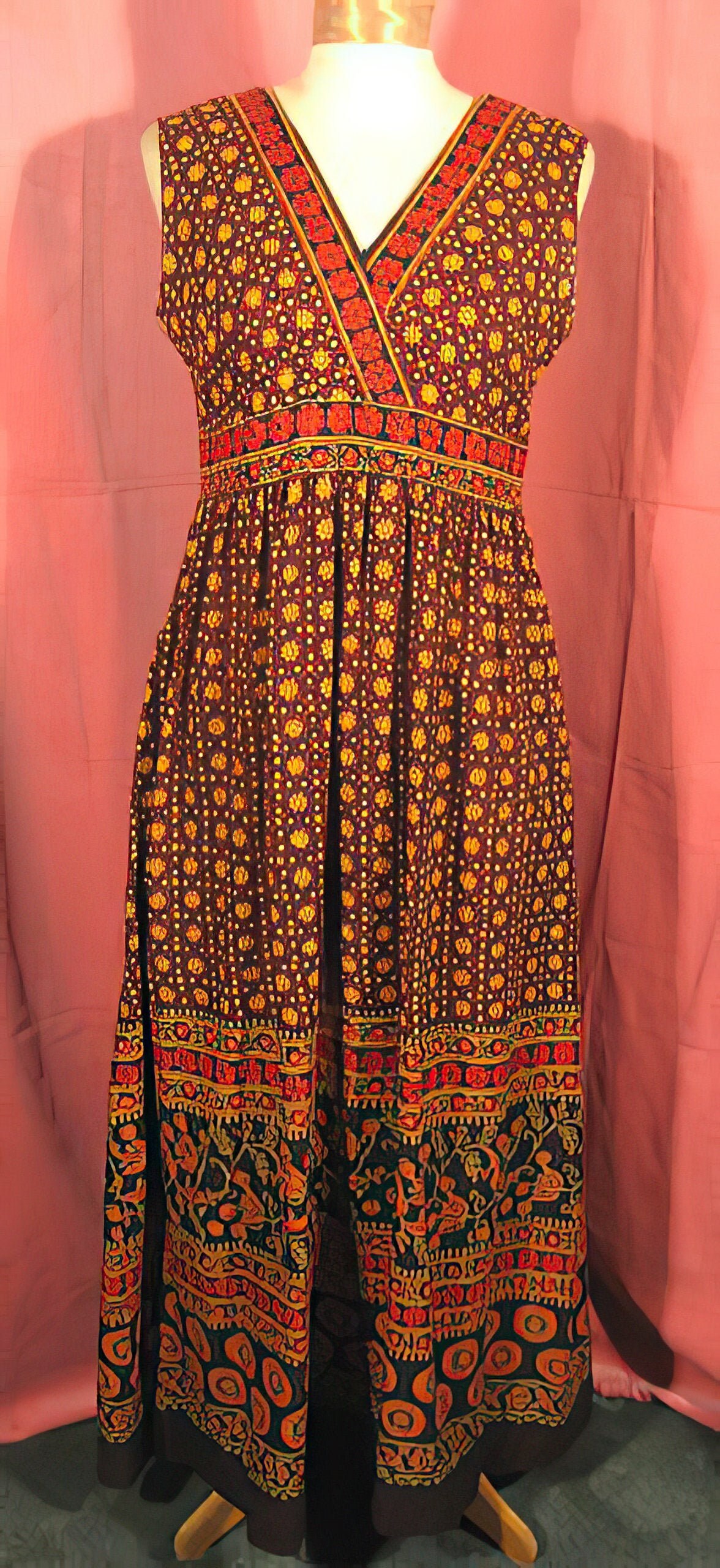 1960s India Cotton Dress Boho Hippie