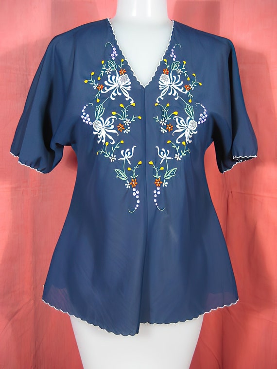 70s Embroidered Chinese Blouse