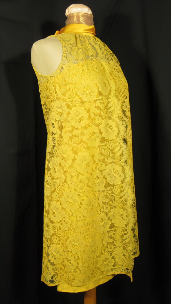 60s Yellow Lace Mod Dress from Joseph Magnin - image 3
