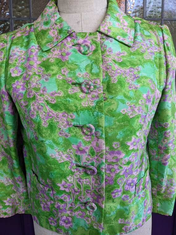 1950s Silk Flower Print Jacket I. Magnin - image 2