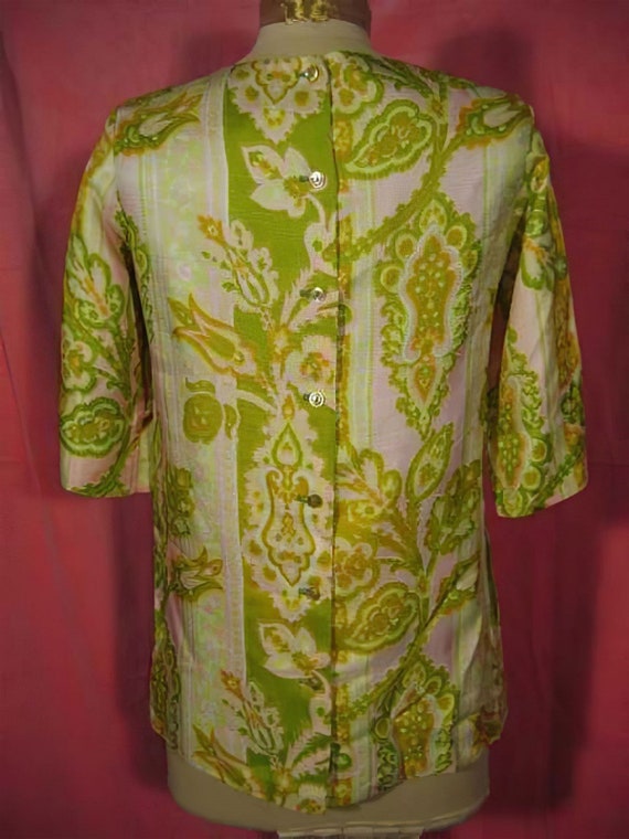 1960s Blouse Lime-Green and Pink Paquette - image 3