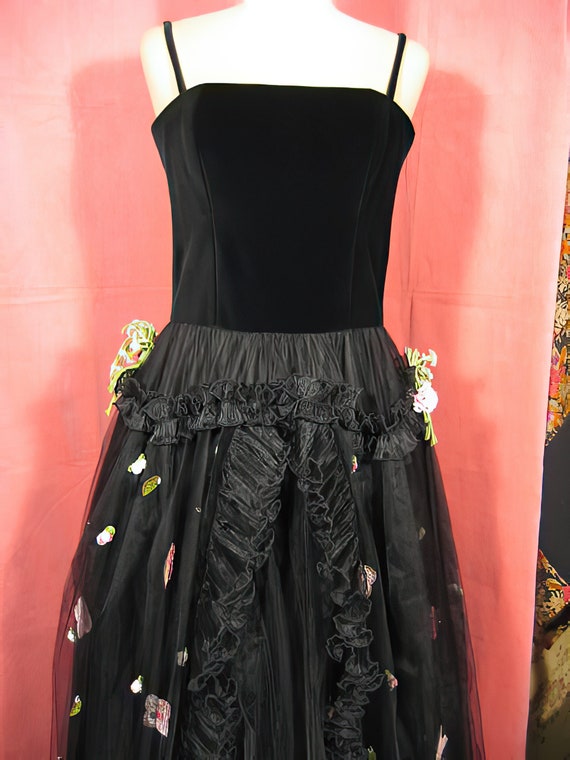 1950s Prom Dress Gown Pink and Black - image 2