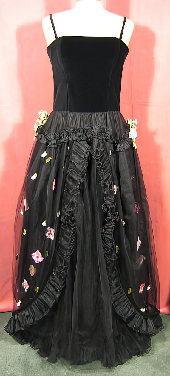 1950s Prom Dress Gown Pink and Black