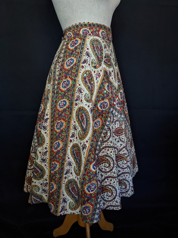 50s Quilted Paisley Skirt / VLV - image 4