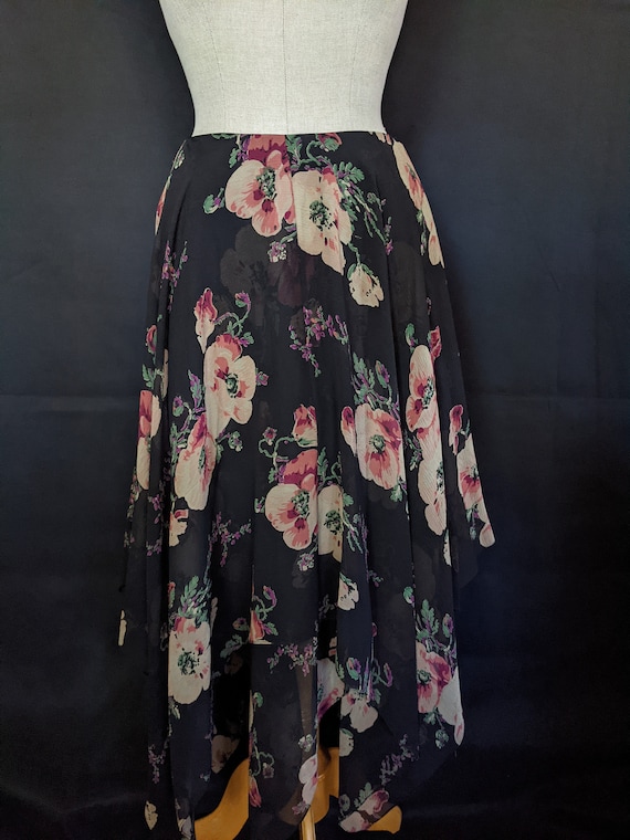 Vintage Ralph Lauren Chiffon Skirt Poppy Print