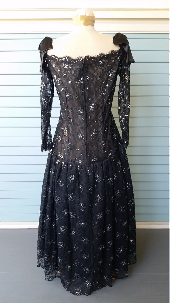 1960's Victoria Royal Ltd. Black Lace Dress. - image 4