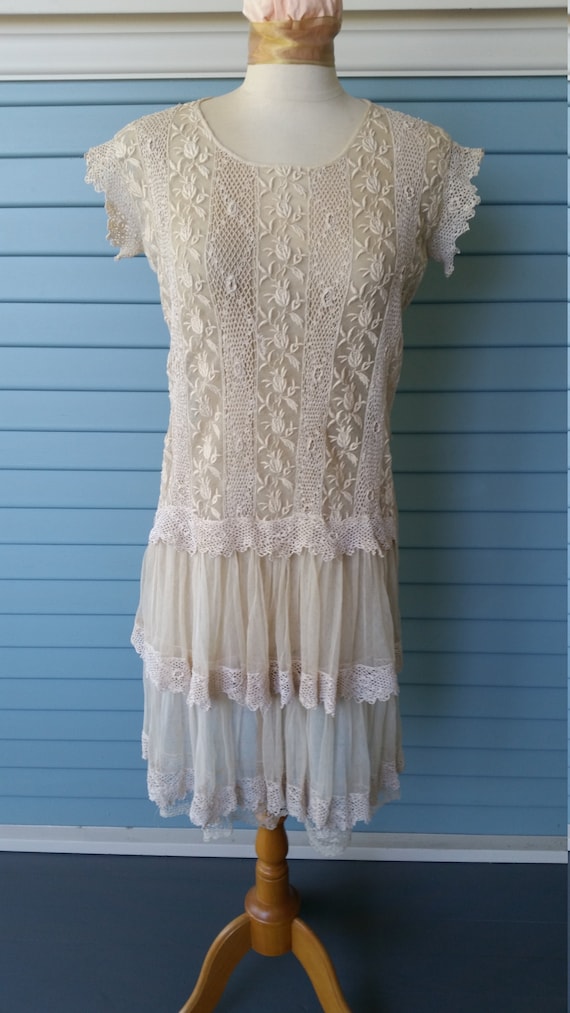 Vintage 1920's Mixed Lace Wedding Dress