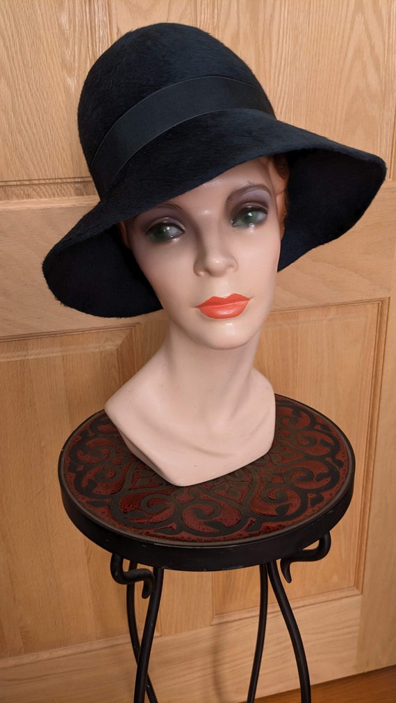 1960s Borsalino Antica Casa Fur Felt Black Hat Aud