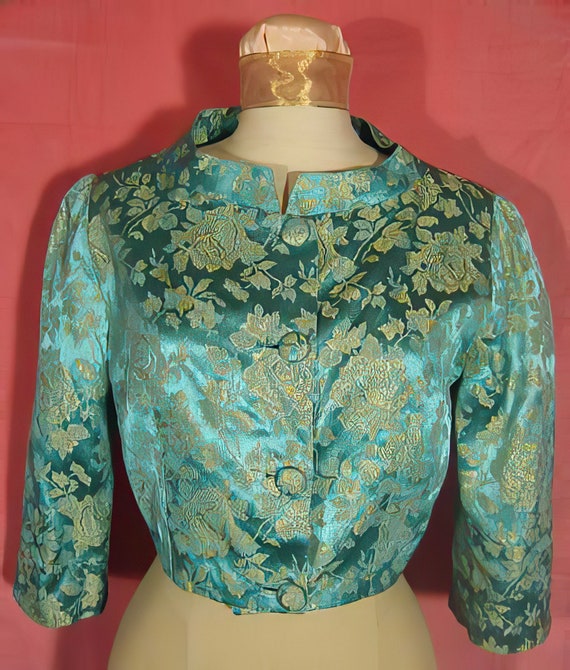 1960's Teal Brocade Evening Jacket
