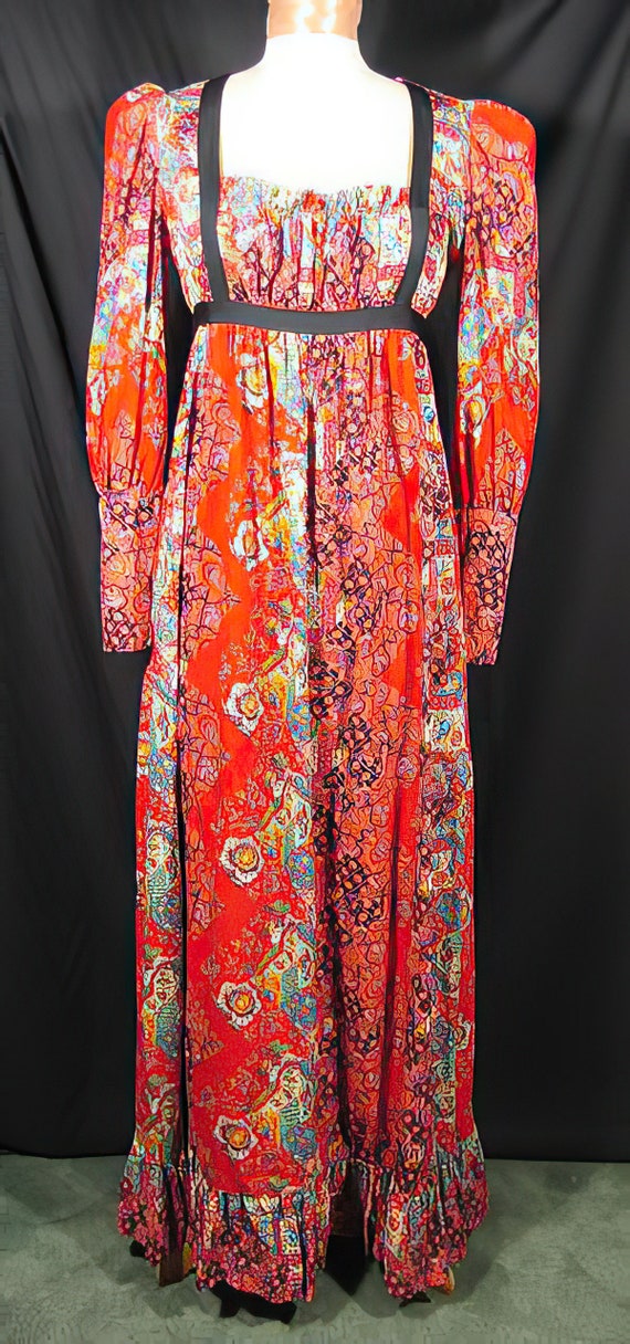 1960s Gunne Sax Style Dress Red Patchwork