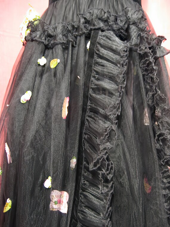 1950s Prom Dress Gown Pink and Black - image 3