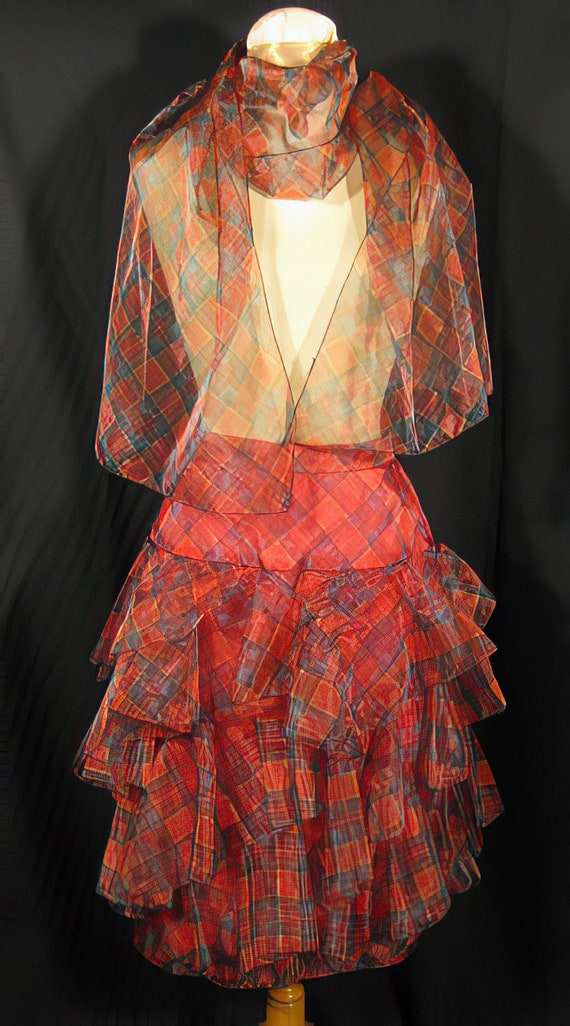 1980s Plaid Skirt Ruffled Steampunk