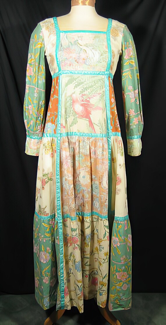 1960s Hippie Dress Patchwork Gunne Sax Style / Gle