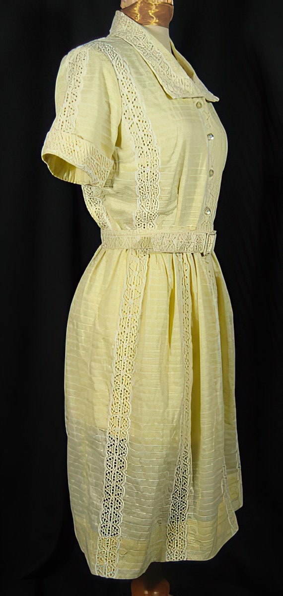 1950s Yellow Cotton Eyelet Dress by Jeanne - image 4