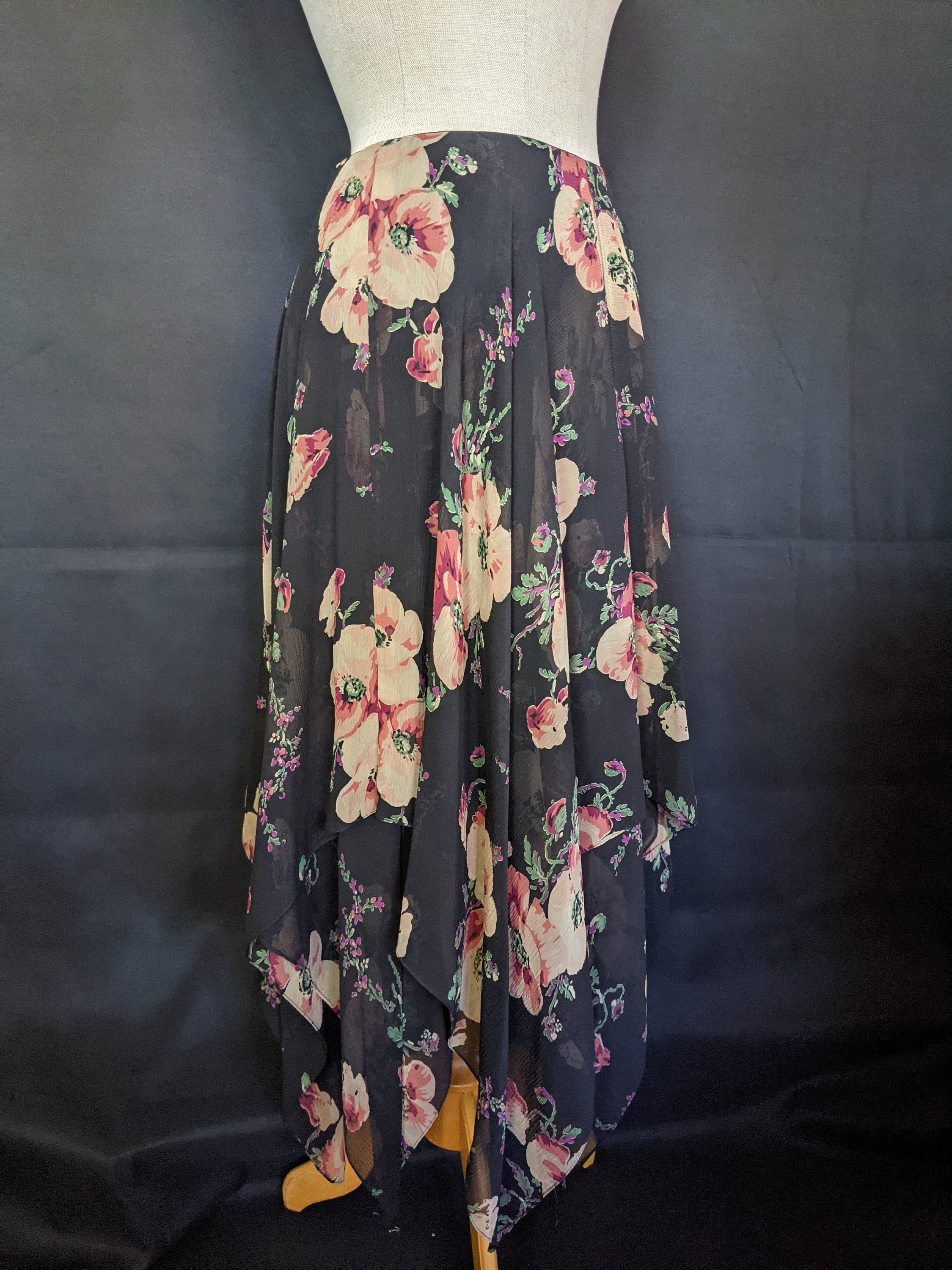 Vintage Ralph Lauren Chiffon Skirt Poppy Print - Etsy