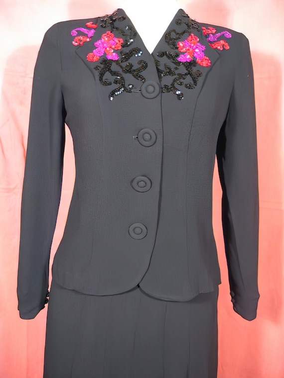 40s Rayon Crepe Evening Suit / Swing - image 2