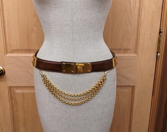 Donna Karan Leather Chain Belt 1985