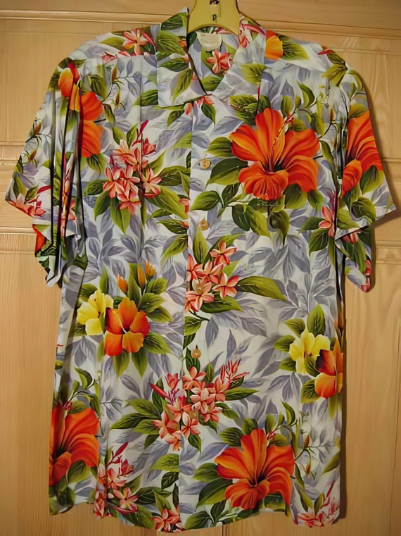 1950s Pali Hawaiian Shirt Hibiscus Print Rayon