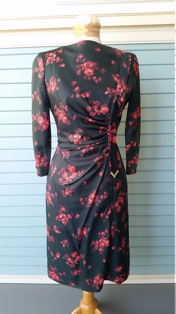 1950s Cocktail Dress Silk Print - image 1