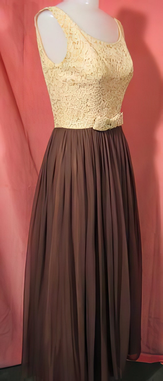 1950s Lace and Chiffon Evening Gown Dress - image 3