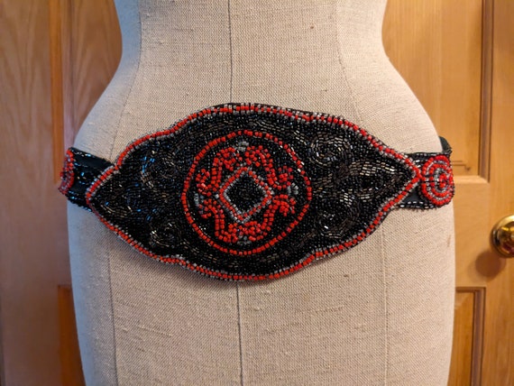 1920s Beaded Belt Dress Hip Band Art Deco - image 2