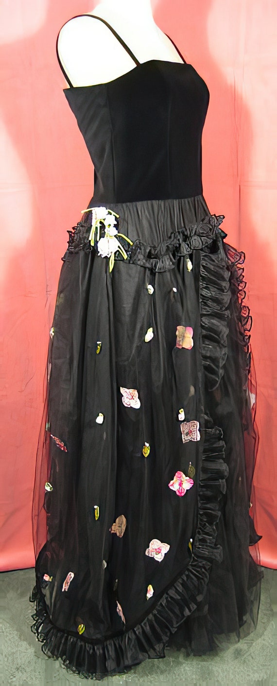 1950s Prom Dress Gown Pink and Black - image 5