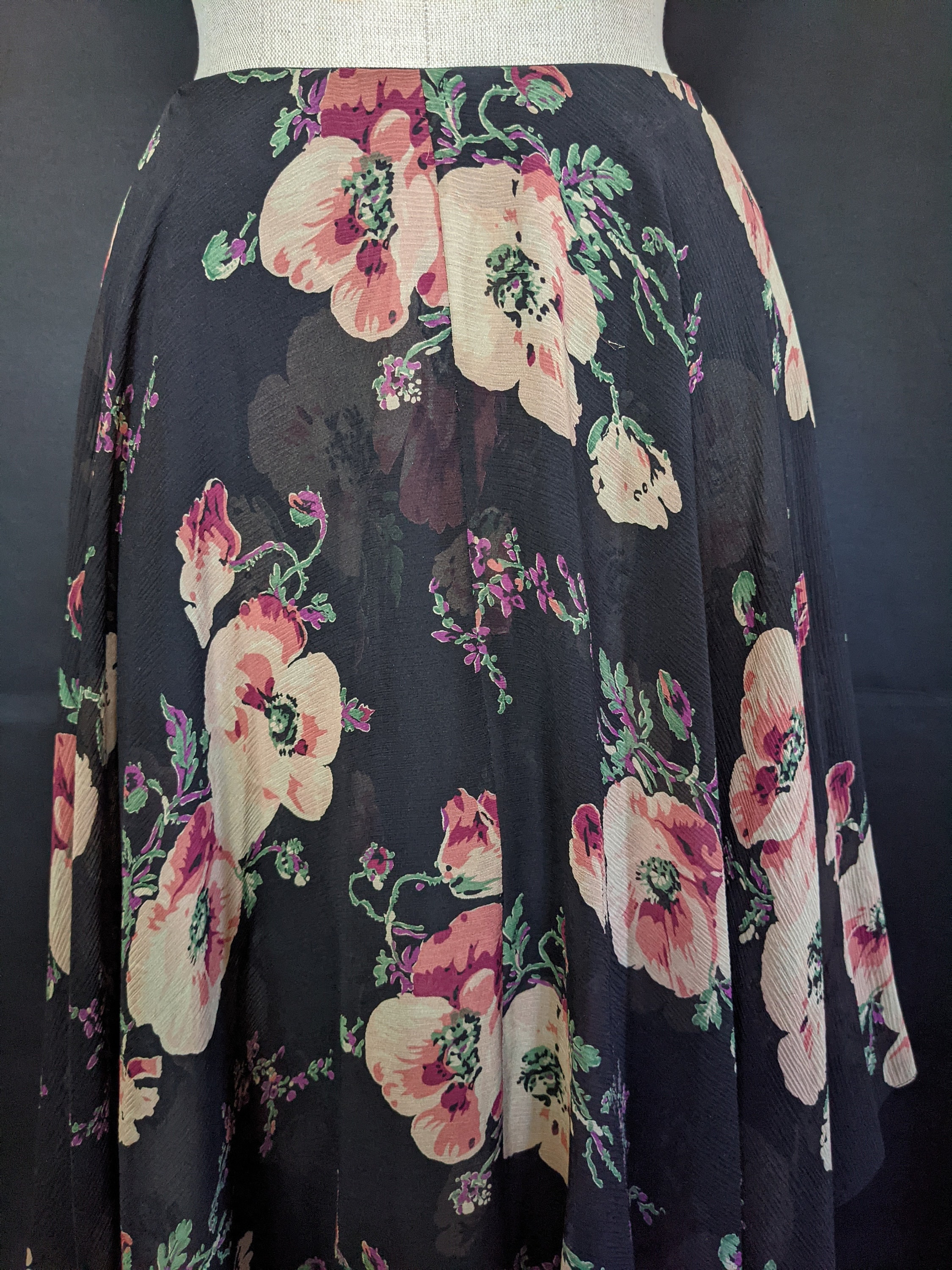Vintage Ralph Lauren Chiffon Skirt Poppy Print - Etsy