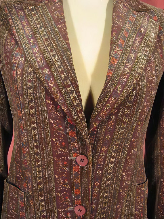 1970s Print Velvet Blazer Jacket / Elik - image 2