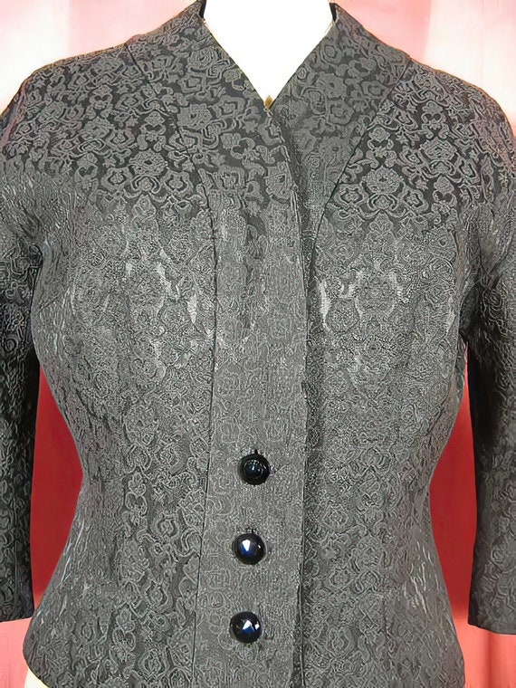 1950s Ike Clark Black Damask Jacket - image 2