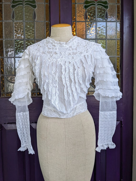 Edwardian White Lace Blouse 1900s