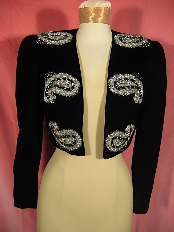 1980s Velvet Jacket by Julie Duroche Saks Fifth A… - image 1